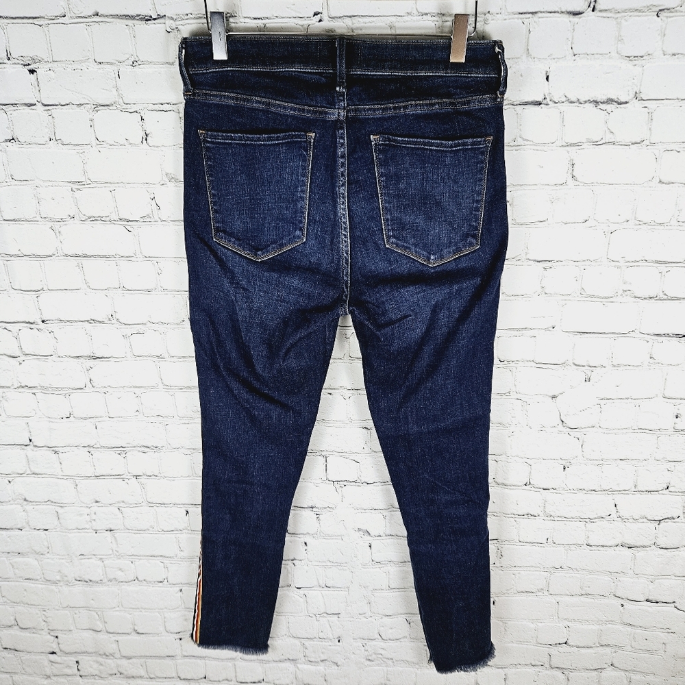 ABERCROMBIE & FITCH | Simone high rise ankle tuxedo stripe detail frayed jeans - Picture 2 of 9
